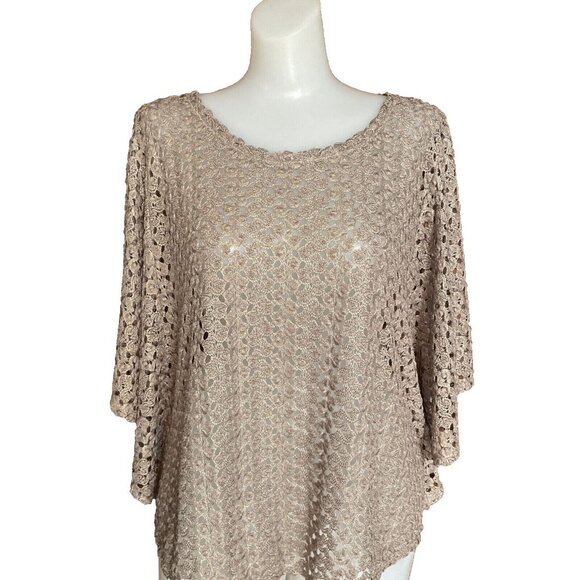 dressbarn Tops - Dressbarn Gold Brown Scoop Neck Open Knit Top Large